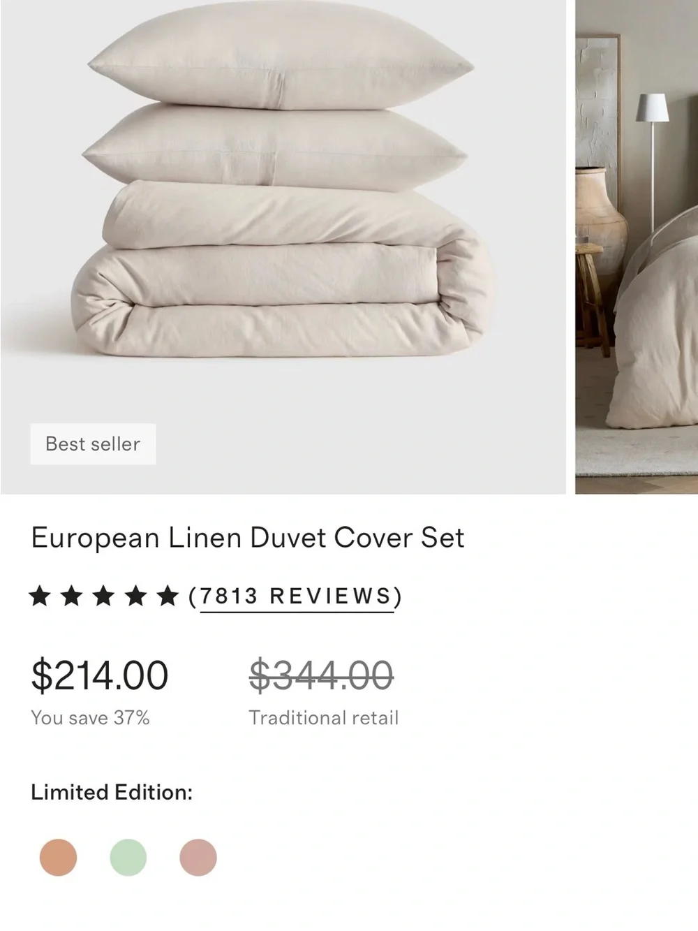 Quince Organic European linen Duvet Cover & Pillowcase Set in Light sand